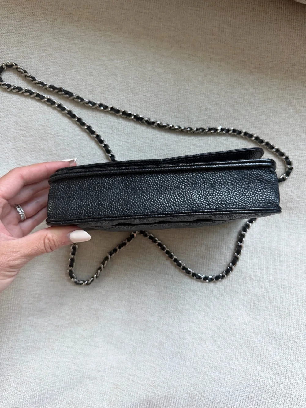 CHANEL Black Quilted Caviar Leather WOC